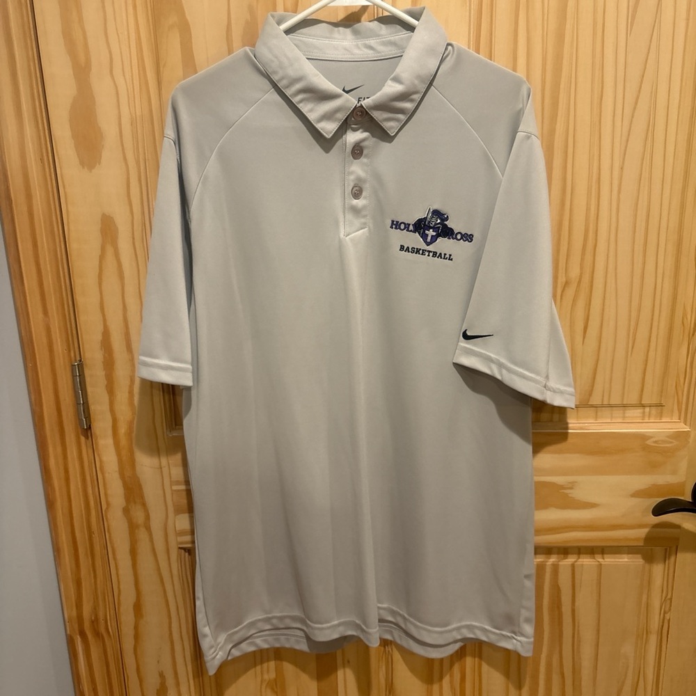 Nike Light Gray Holy Cross Crusaders Basketball Polo Shirt
